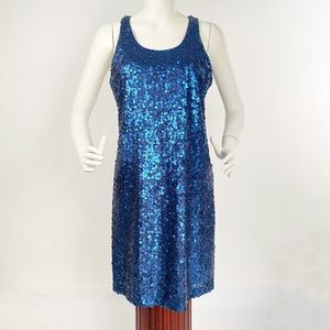 Vince Camuto Sleeveless Sequin Sparkle Mini Dress Sz S Blue NWOT